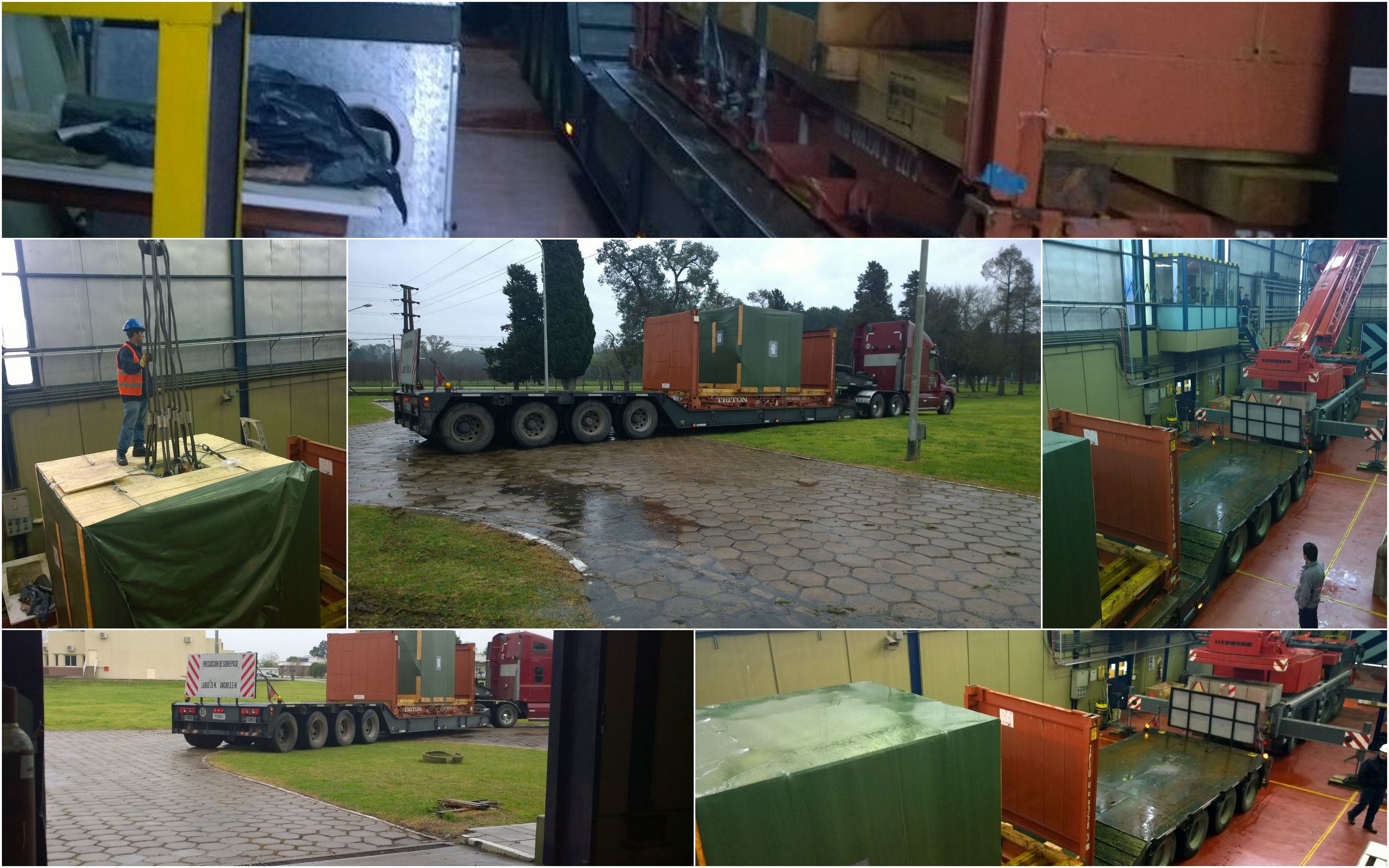 Transporte FBM Traslado de contenedor flat rack y descarga con grúa